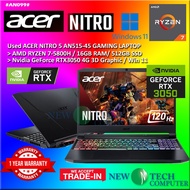 #AN099 USED ACER NITRO 5 Gaming Laptop AN515-45 AMD RYZEN 7-5800H 16GB 512GB SSD NVIDIA RTX3050 4GB 
