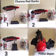 ikan channa red barito miniatur pajangan