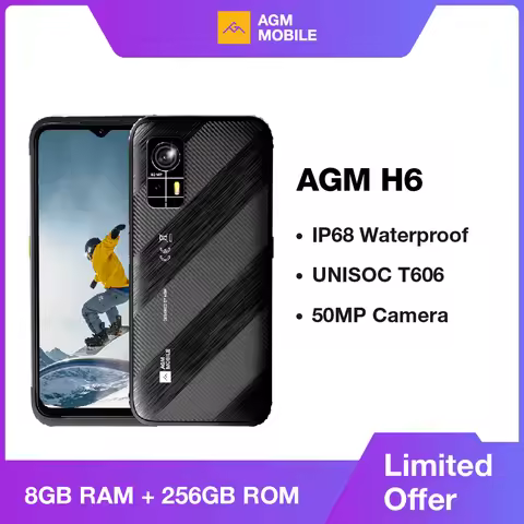 American Version AGM H6 Rugged Smartphone 8GB+256GB,50MP Camera, 90Hz FHD+, Waterproof/Shockproof - 