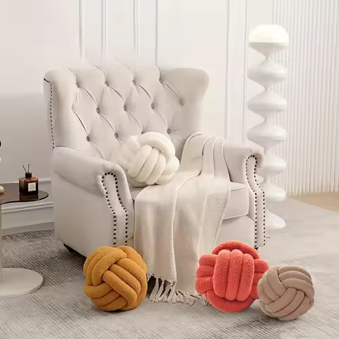 1pc Round Knot Throw Pillow Home Decorative Ball Pillow Soft,Knot Pillow Ball, Knotted Pillow for Li