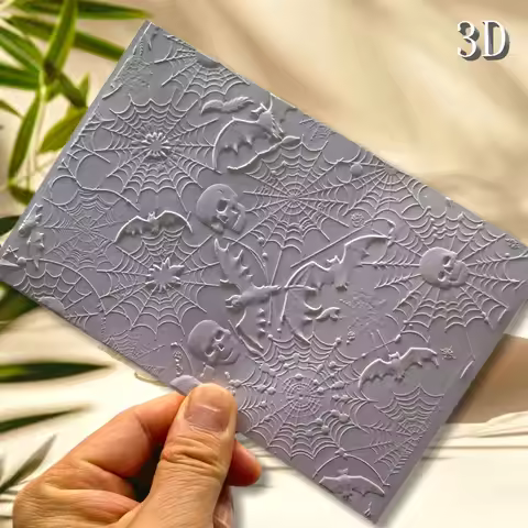 3D embossed folder with the element design of "Dark Spider Silk: A Fantasy World of Skeleton and Bat