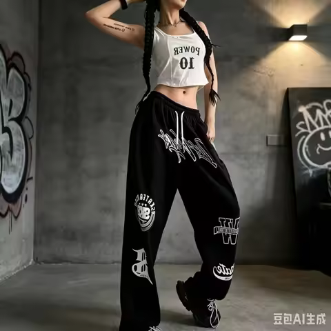 2026 Harajuku Fashion Popular Baggy Sweatpants Rock Urban Pants of Dancers Woman Street Style Slacks