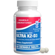 Ultra K2 D3 Vitamin Supplement - 60 Chewable Cinnamon Tablets - 2000 IU Vitamin D3 with K2 for Healt