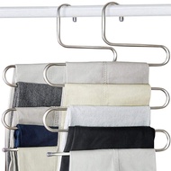 HJGJ337 sell well - / Pants Clothes Hanger Multi-Layer S-Style Jeans Trouser Hanger Closet Stainless Steel Rack Space Saver for Tie Scarf Jeans Clothe