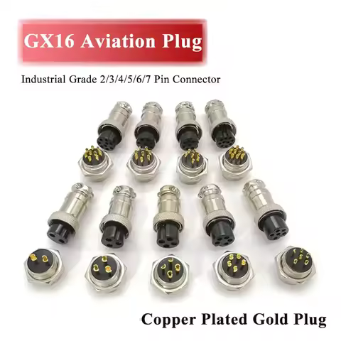 Gold-plated GX16 2 3 4 5 6 7 8 9 10 Pin Aviation Plug Connector Industrial Male Female Plug Socket 1