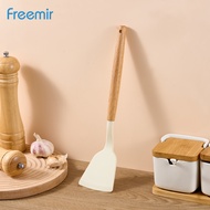 freemir Spatula/Sudip/Sutil Silikon Polos Warna Abu-abu/Pink/Krem Pegangan Kayu Multifungsi Serbagun