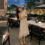 2023 Summer New Light Luxury Sanya Beach Strap Dress Korean Version Elegant and Slim Beach Long Dres