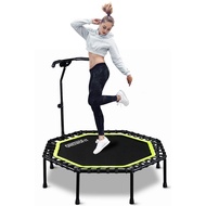 ONETWOFIT 51" Silent Trampoline with Adjustable Handle Bar, Fitness Trampoline Bungee Rebounder Jump