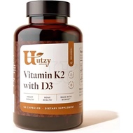 Utzy Naturals Vitamin K2+D3 | High Dose K2 | 45 Microgram MenaQ7 K2 | 5,000 IU D3 Chocolate Form | M