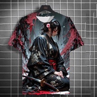 2026 New Samurai Katana Tattoo Girl 3D Men's T-Shirts Fashion Cool Street Personality Unisex T shirt