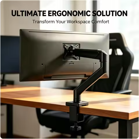 14-32 Inch Single Monitor Arm Height Adjustable Desk Mount C-Clamp & Grommet Base Monitor Stand for 
