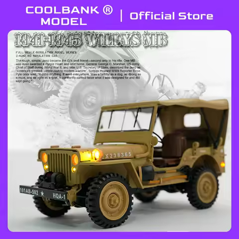 COOLBANK 1/14 HG4-58 Willys Jeep Alloy Model RC Electric Remote Control Model Car Simulation Militar