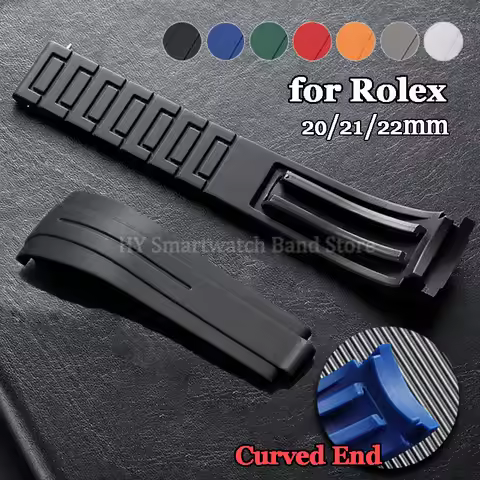 20mm 21mm 22mm Curved End Silicone Watch Strap for Rolex for DAYTONA Yacht-Master GMT Explorer Wrist