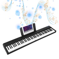88 Key Foldable Electronic Keyboard Piano Built-in Stereo Speakers BT Connecting Support 129 Tones 128 Rhythms 60 Demo Songs Tremolo Function and App-Portable for Beginners with Pedal and Carrying Bag