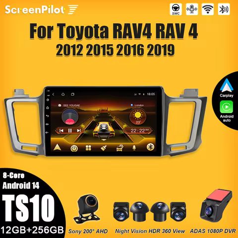 Android 15 For Toyota RAV4 RAV 4 2012 2015 2016 2019 Multimedia Video Player Carplay Touch Screen RD