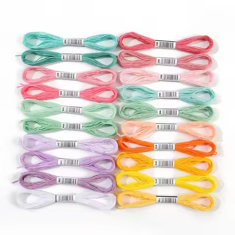 20-Color Cross-Stitch Threads, Multi-Spec Macaron Rainbow Threads, DIY Embroidery Threads