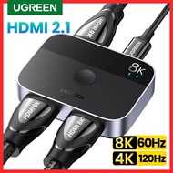 UGREEN HDMI 2.1 Splitter 8K 60Hz 4K 120Hz สำหรับ Xbox โทรทัศน์ Series X PS5/4 HDMI-เข้ากันได้กับจอมอนิเตอร์โปรเจคเตอร์ HDMI สวิตช์2.1