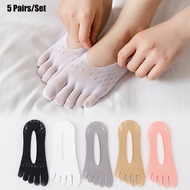 5 pairs Women Socks with Fingers Breathable Summer Ultra-thin Transparent Sock Invisible Elastic Boa