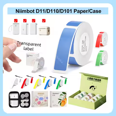 Niimbot Printer D11 D110 D101 Official Label Sticker Paper Roll Color White Transparent Clear Papers