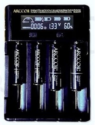 Arccoil Ni-MH AA/AAA Rechargeable Batteries and 4 Slots LED LCD USB Battery Charger