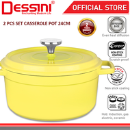 DESSINI ITALY iNM-24 Die Cast Aluminium Non Stick Casserole Pot Bowl Deep Fry Pan Cookware Tool PERI