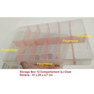 Storage Box 12 Compartments Clear 31x20x4.7 cm Size L Multi function