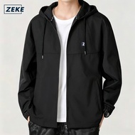 ZEKE C0047 Men's Waterproof Hooded Jacket Raglan Sleeve Tops Lelaki Lengan Panjang Tracksuit Casual 