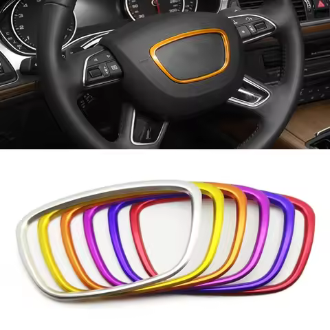 1pc for Audi A4 B6 B7 B8 A6 C6 A5 Q7 Q5 A3 A4L A8L A6L Car Steering Wheel Center Logo Frame Decor Co