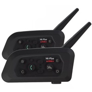 Intercom V6 Pro Plus Headset Bluetooth Helmet 6 Riders Motorcycle - Black V6 Plus