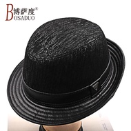 Bosardo Autumn Winter Men's Leather Top Hat Dad Old Man Hat British Old Man Retro Jazz Hat Gentleman