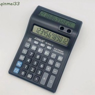 QINMEI 12 Digits Calculator, Dual Screen Stationery Mechanical Calculator, Useful Practical Portable