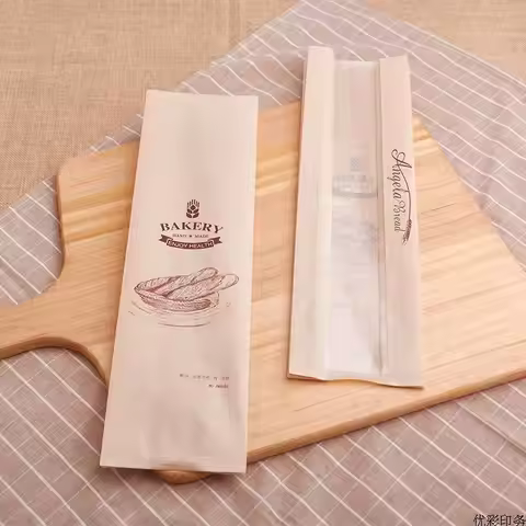 30Pcs Bakery Bread Bag 34x9x6cm kraft paper Food Packaging Baking Baguette paper bread bags with win