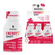 BEE and You Energy X Shot, 12 Pack, Korean Red Ginseng, Royal Jelly, Propolis, Caffeine Free Energy 