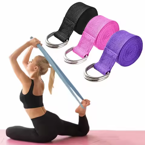 183*3.8cm Yoga Strap Cotton Exercise Yoga Belt Adjustable Woven Stretch D-Ring Buckle Fitness Stretc