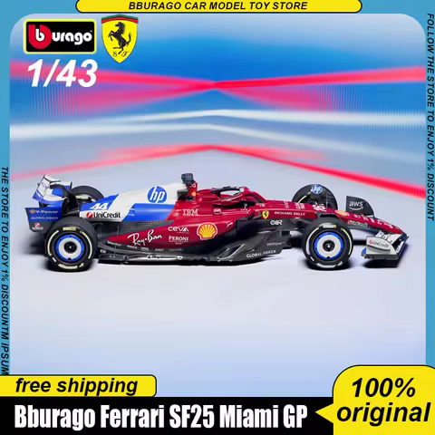 New In Stock Bburago 1:43 2025 F1 Ferrari Sf25 Miami Gp Alloy Miniature Diecast Models Ferrari Sf25 