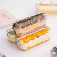 (50pcs) 280ml Transparent Long Cake Box Ice Cream Fruit Cheesekut Boxes Mousse Pudding Tiramisu Pack