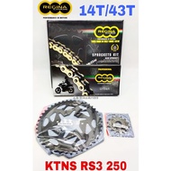 REGINA KTNS RS3 250 Sprocket Chain ITALY Kit Set Rantai Spoket Full Set Accessories KTNS Motor