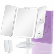 BEAUTIFIVET Tri-Fold Travel Makeup Mirror with 48 LED Lights, 1 Times/5 Times/10 Times Rechargeable 