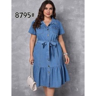 KM women's denim dress fashion collared denim dress