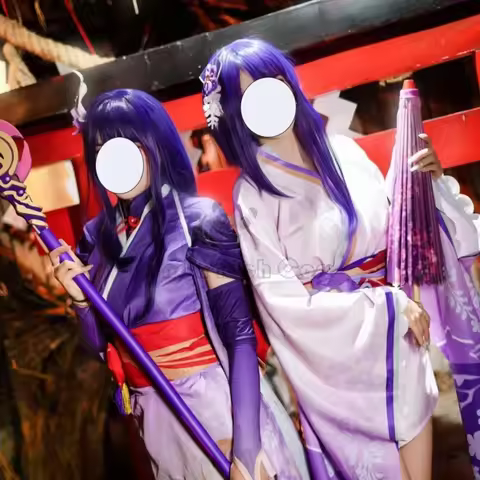 Game Genshin Impact Beelzebul Cosplay Costume Raiden Shogun Kimono Outfits Raiden Ei Makoto Beelzebu