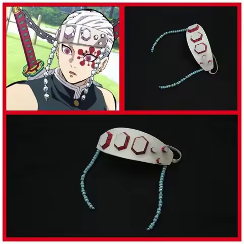 Anime Cosplay Anime Kimetsu No Yaiba Uzui Tengen Headband Cosplay Headwear Wig Eye Mask Accessories 