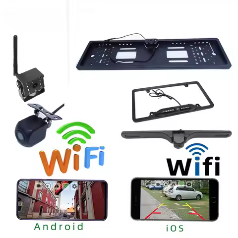 Universal EU License Plate Frame Bus Backup Camera HD WiFi Wireless Smartphone App Display Night Vis
