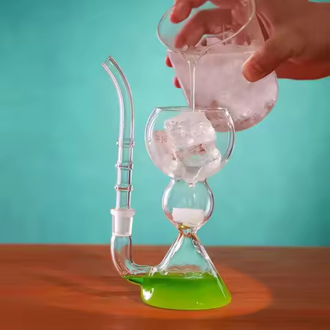 Transparent Absinthe Glass/Glass Cup with Straw/Cocktail Glass/High Borosilicate Heat-Resistant Glas
