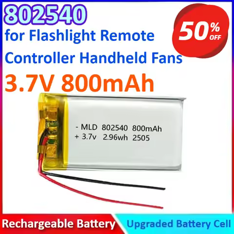 802540 3.7V 800mAh Lipo Lithium Battery for Flashlight Remote Controller Handheld Fans, télécommande