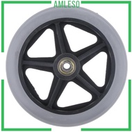 [Amleso] 200mm (6") Heavy Duty Gray Rubber Wheelchair Wheel Replacement Front Wheels