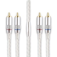 【川木】發燒級 rca 純單晶銅銀 音頻線【M180】二對二 雙蓮花