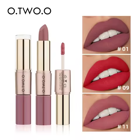 O.TWO.O 2 in 1 Matte Lipstick Lip Gloss Cosmetics Waterproof Pintalabios Batom Mate Lips Makeup Roug