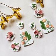 指尖玫瑰花軟陶耳環