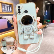 Case for Oppo A7 Oppo A5S Oppo A12 Oppo A9 2020 Oppo A5 2020 Oppo A72 5G Oppo A73 5G electroplating astronaut with stand silicone straight edge mobile phone case