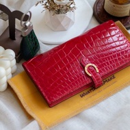 法國料鱷魚皮革摺款長銀包小帶扣款